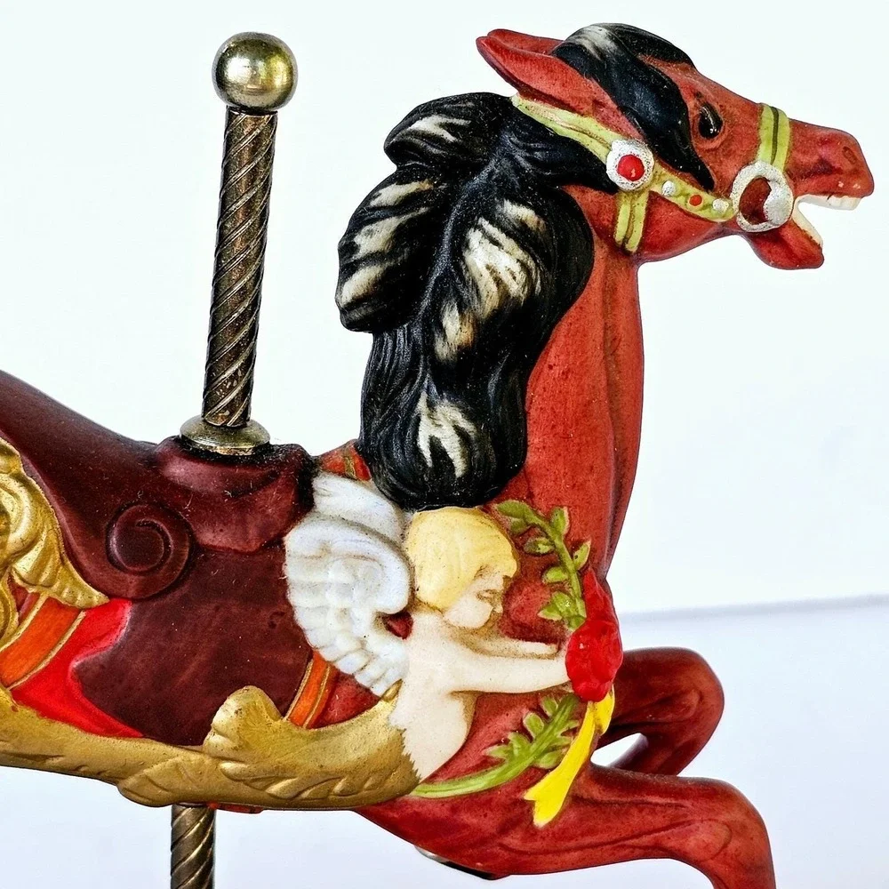 Vintage Tobin Fraley Rocking Carousel Horse Music Box Limited Edition Cherub